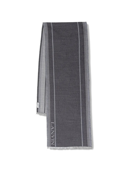  Lanvin Logo Stripe Scarf - Grey 