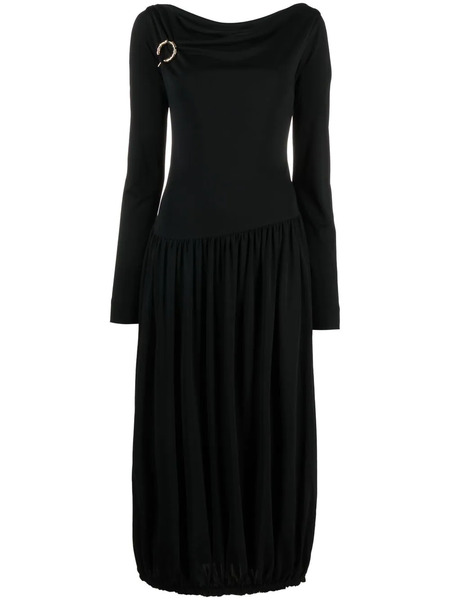  Lanvin Long-sleeve Asymmetric Midi Dress - Black 