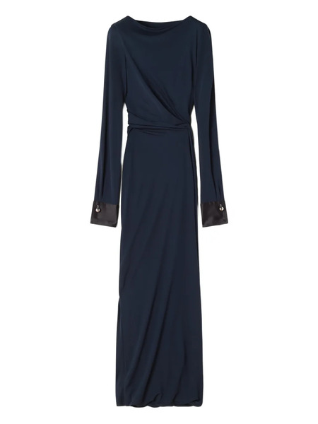  Lanvin Long-sleeve Button-cuff Maxi Dress - Blue 