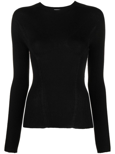  Lanvin Long-sleeve Ribbed-knit Top - Black 