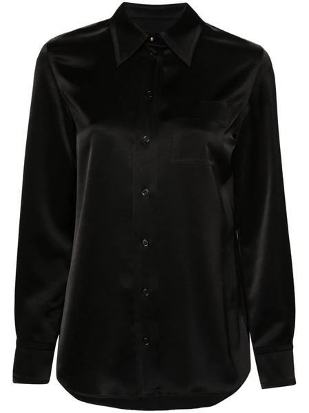  Lanvin Long Sleeve Satin Shirt - Black 