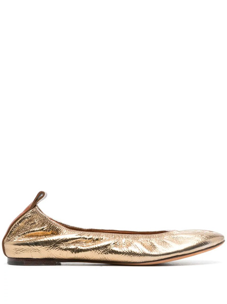  Lanvin Metallic Leather Ballerina Shoes - Silver 