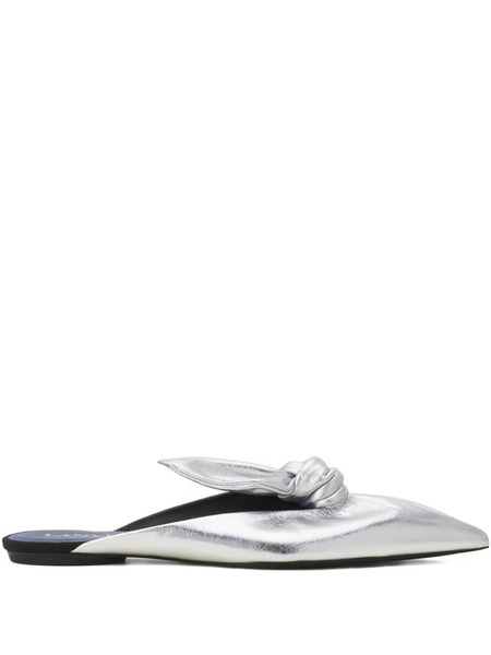  Lanvin Midnight Step Knotted Pointed-toe Mules - Silver 