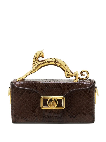  Lanvin Mini Python Cat Handle Bag - Brown 