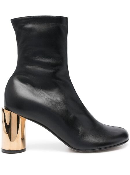  Lanvin 75mm Round-toe Leather Boots - Black 