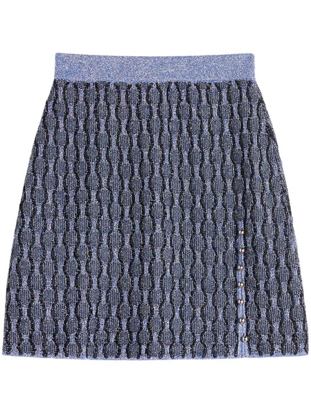  Lanvin Patterned Intarsia-knit Mini Skirt - Blue 