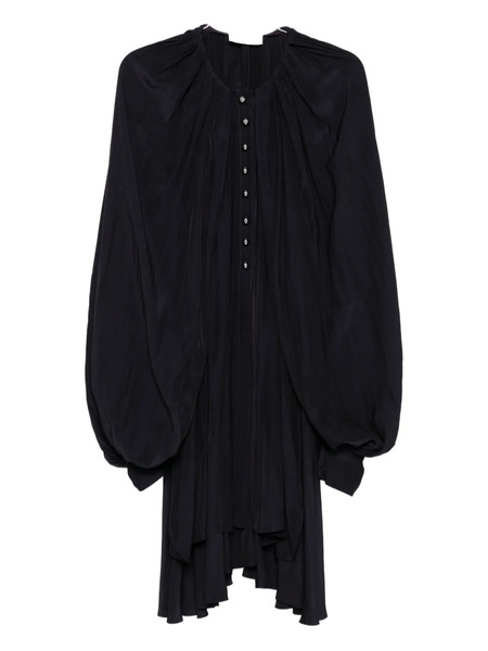  Lanvin Pleated Button-front Mini Dress - Purple 