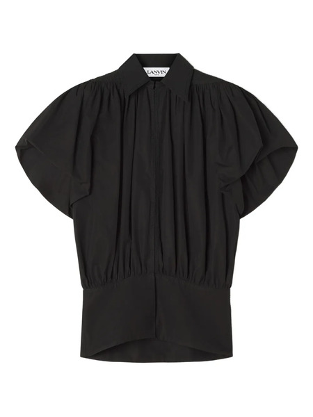  Lanvin Puffed-sleeve Zip-front Top - Black 
