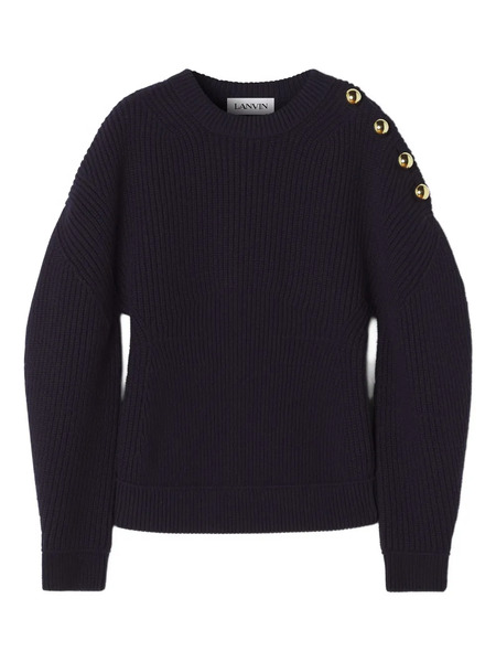  Lanvin Ribbed-knit Button-detail Sweat - Black 