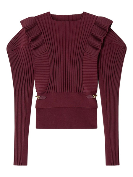  Lanvin Ruffled-detail Long-sleeve Sweater - Red 