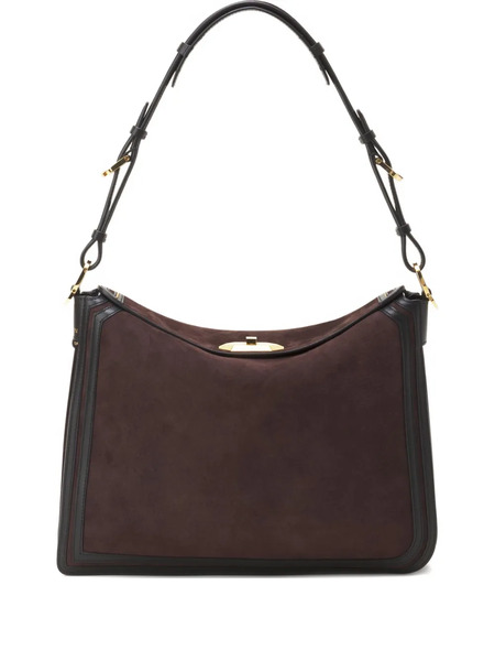  Lanvin Sac Compagnon Suede Shoulder Bag - Brown 