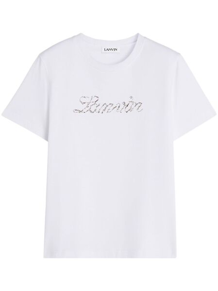  Lanvin Sequinned-logo T-shirt - White 