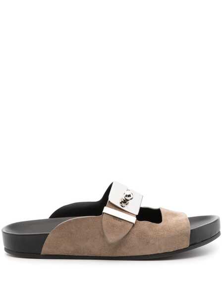  Lanvin Side-buckle Leather Sandals - Neutrals 