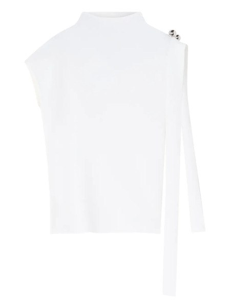  Lanvin Sleeveless Button-embellished Blouse - White 