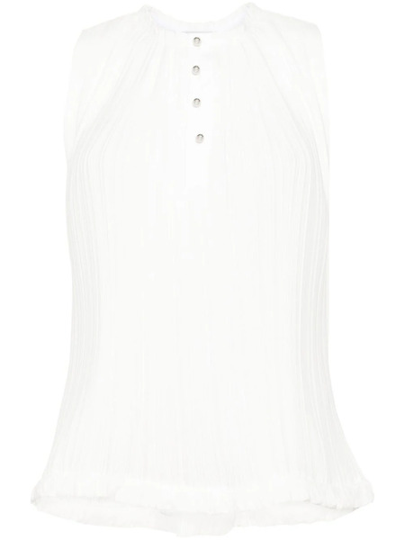  Lanvin Sleeveless Plissé Top - White 