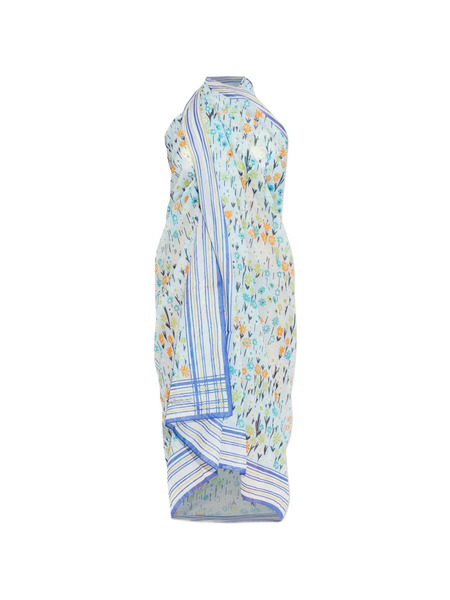  Lanvin Striped Floral Beach Dress - Blue 