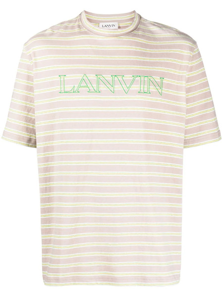  Lanvin Striped Logo-embroidered T-shirt - Brown 