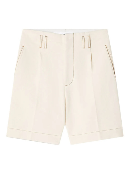  Lanvin Topstitch Cotton Shorts - Neutrals 