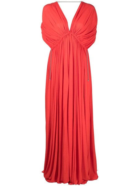  Lanvin V-neck Pleated Gown - Red 