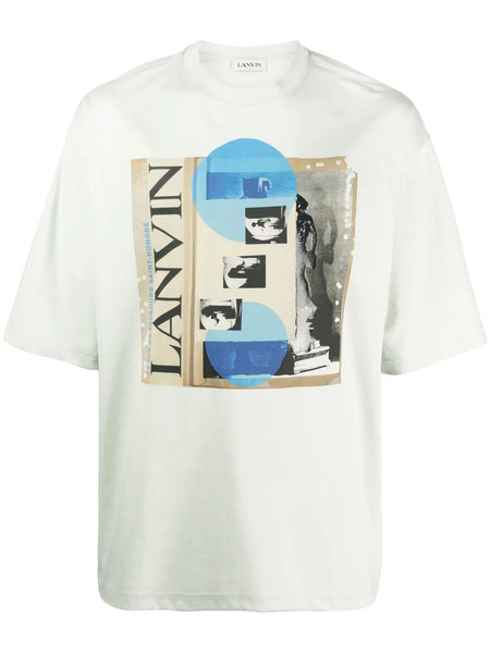  Lanvin White Graphic Print Short Sleeve T-shirt - Green 