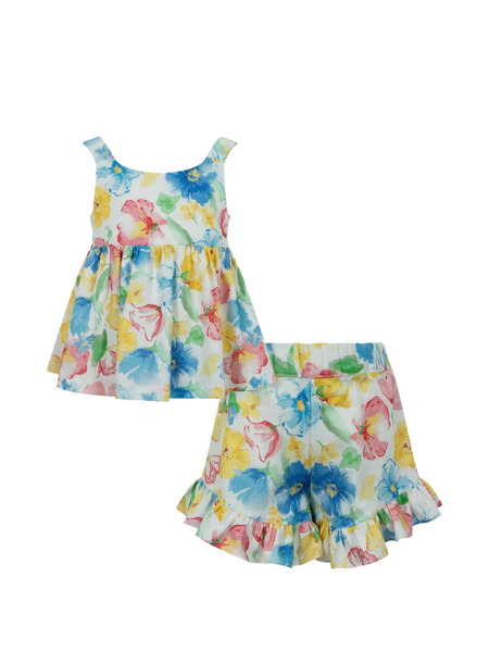  Lapin House Floral Ruffle Shorts Set - White 