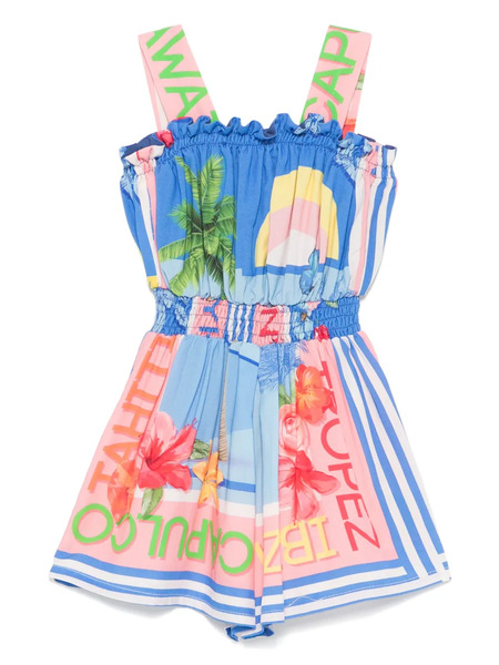  Lapin House Graphic-print Playsuit - Blue 