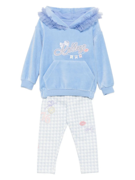  Lapin House Houndstooth-print Embellished Tracksuit Set - Blue 