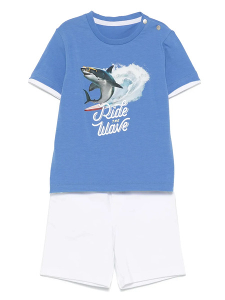  Lapin House Jersey-texture Shorts Set - White 