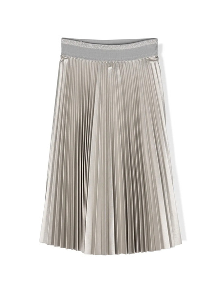  Lapin House Metallic-effect Pleated Skirt - Silver 