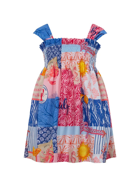  Lapin House Patchwork Wide-strap Dress - Blue 