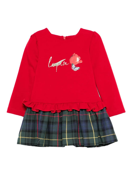 Lapin House Ruffled Plaid Dress - Red 
