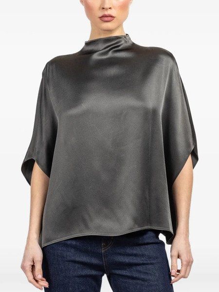  Lapointe Satin Cape Blouse - Grey 