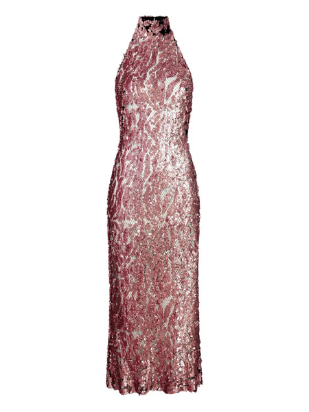  Lapointe Sequined Halterneck Midi Dress - Pink 