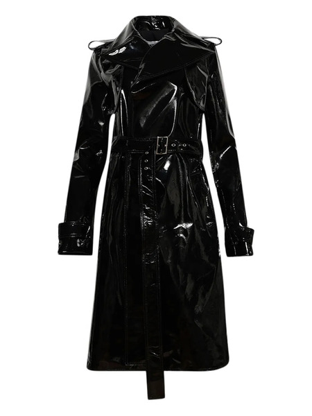  Laquan Smith Belted-patent Trench Coat - Black 