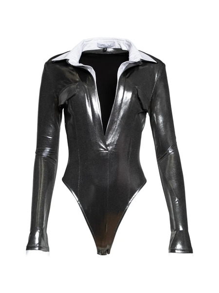  Laquan Smith Long-sleeve Bodysuit - Silver 