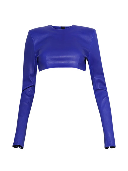  Laquan Smith Long-sleeve Cropped Shirt - Blue 