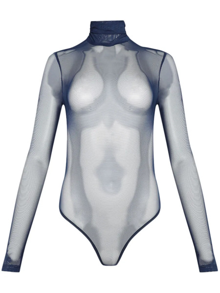  Laquan Smith Open-back Mesh Bodysuit - Blue 