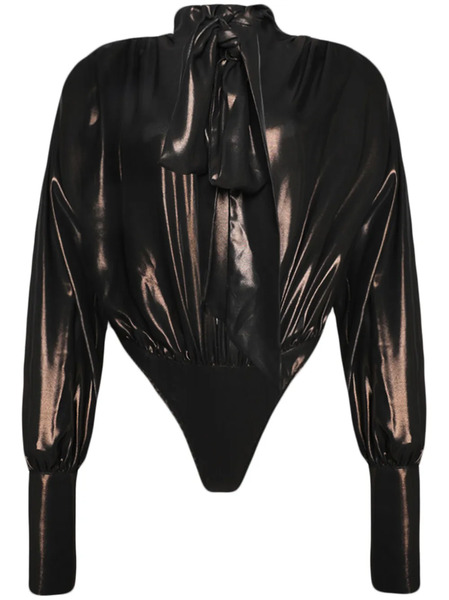  Laquan Smith Pussy-bow Drapd Bodysuit - Brown 