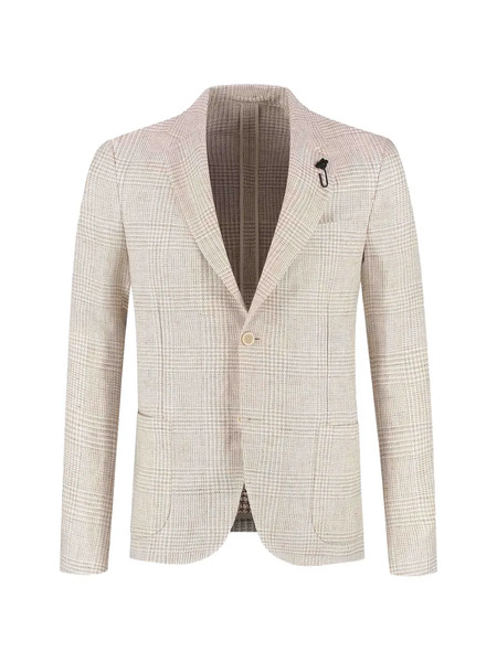  Lardini Buttoned Checked Blazer - Neutrals 