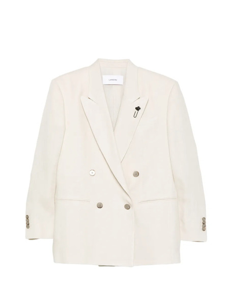  Lardini Cameron Pin-detail Double-breasted Blazer - Neutrals 