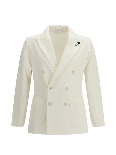  Lardini Double-breasted Knit Jacket - White 