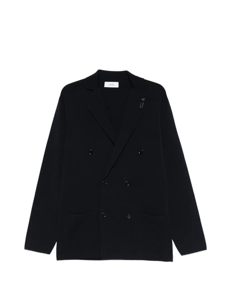  Lardini Double-breasted Pocketed Cardigan - Blue 