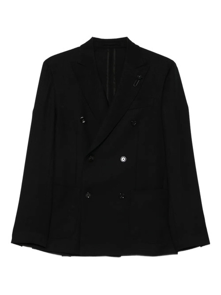  Lardini Double-breasted Wool Jacket - Black 