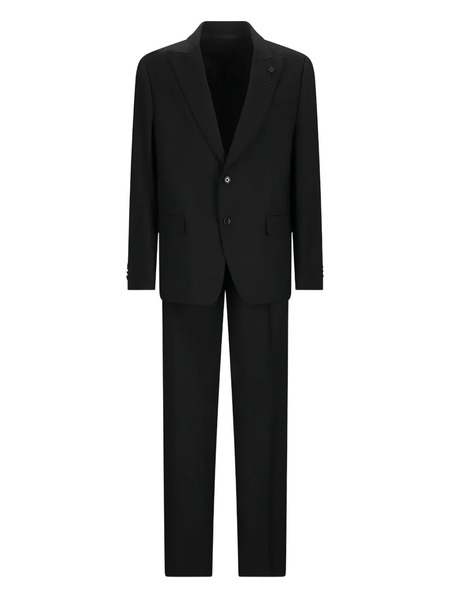  Lardini Drop 7 Lapel Pin Suit - Black 