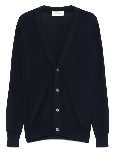  Lardini Fine-ribbed Cardigan - Blue 