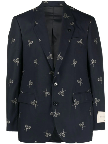  Lardini Graphic-print Single-breasted Blazer - Blue 