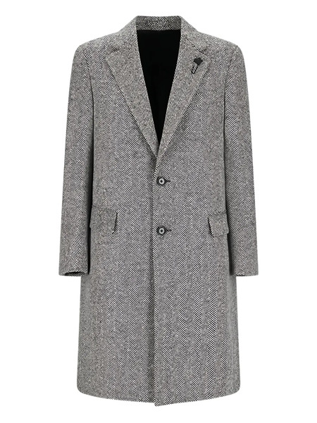  Lardini Herringbone Button-up Coat - Grey 