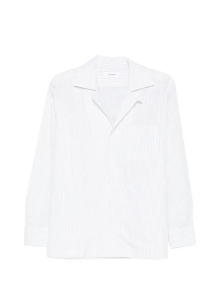  Lardini Paul Striped-pattern Chest-pocket Shirt - White 