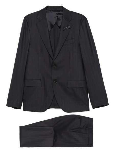  Lardini Pinstripe Cotton Suit - Blue 