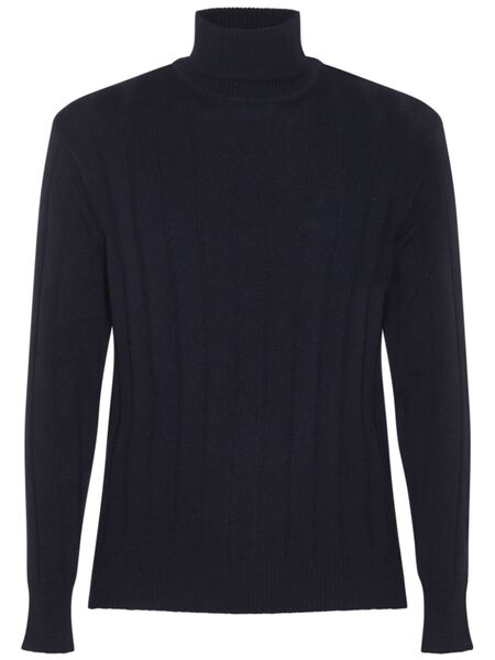  Lardini Ribbed-knit Wool Jumper - Blue 